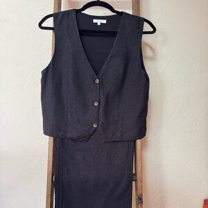 Z Supply Vista Black Linen Pant and Vest in Size Small